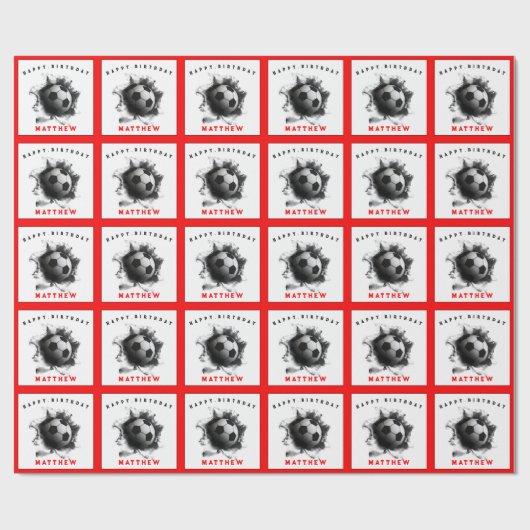 Fußball-Geburtstag Geschenkpapier (Flach)
