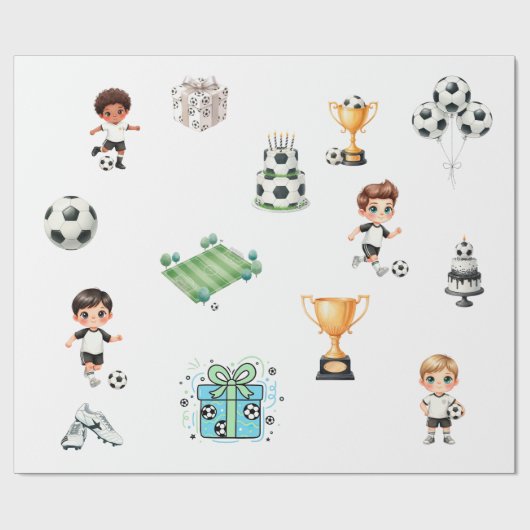 Fußball Geburtstag Geschenkpapier Junge | (Flach)