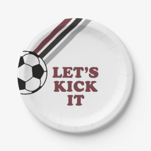 Fußball Geburtstag - Kick es los - Marine Streifen Pappteller
