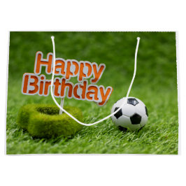 Fußball Geburtstag mit Ball auf Grün Große Geschenktüte