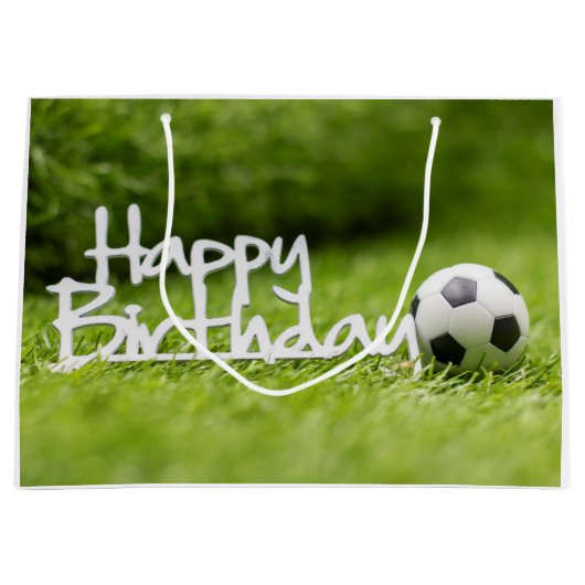 Fußball Geburtstag mit Ball auf Grün Große Geschenktüte (Vorderseite)