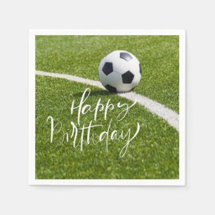 Fußball-Geburtstag mit Ball und Happy Birthday  Serviette