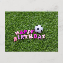 Fußball Geburtstag mit Ball und Happy Birthday Wor Postkarte