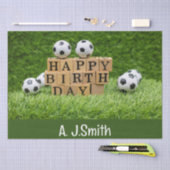 Fußball Geburtstag mit Bälle auf grünem Gras Seidenpapier (Handwerk)