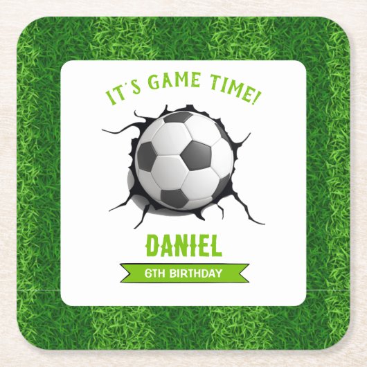 Fußball-Geburtstag Rechteckiger Pappuntersetzer (Vorderseite)