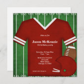 Fußball Geburtstag (Rot) Einladung (Vorne/Hinten)