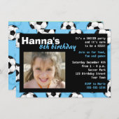 Fußball-Geburtstags-Party Einladungs-Blau Einladung (Vorne/Hinten)