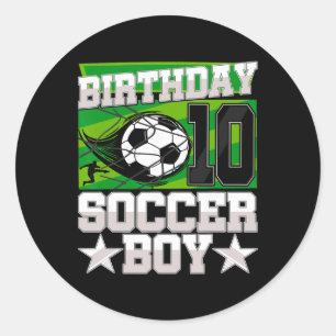 Fußball-Geburtstagsfeier - 10. Geburtstag Junge 10 Runder Aufkleber