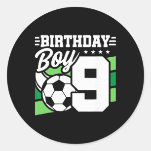 Fußball-Geburtstagsfeier - 9 Jahre alter Junge - 9 Runder Aufkleber