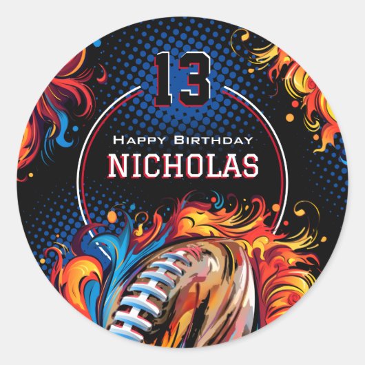 Fußball-Geburtstagspartei Runder Aufkleber (Vorderseite)