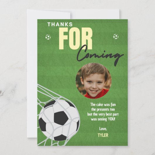 Fußball-Geburtstagsparty Danke Karte (Vorderseite)