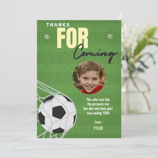 Fußball-Geburtstagsparty Danke Karte (Stehend Vorderseite)