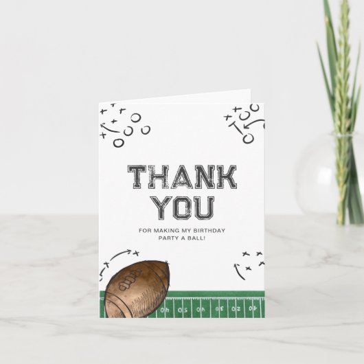 Fußball Geburtstagsparty Danke Karte (Vorderseite)
