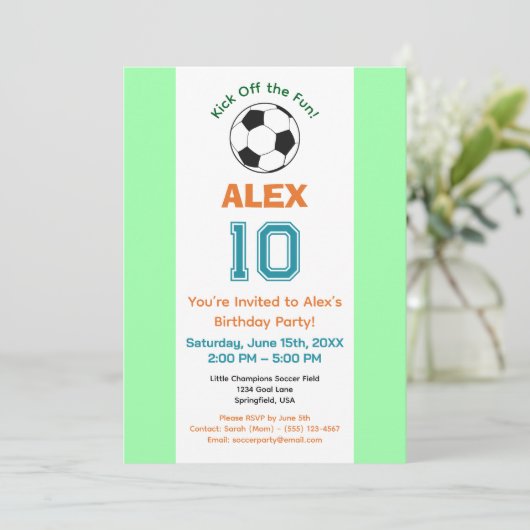 Fußball-Geburtstagsparty Einladung (Stehend Vorderseite)