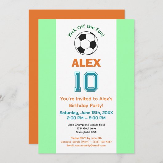 Fußball-Geburtstagsparty Einladung (Vorne/Hinten)
