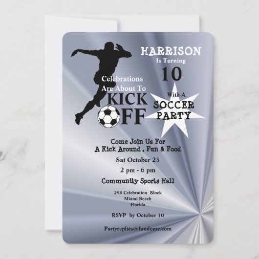 Fußball-Geburtstagsparty Einladung (Vorderseite)