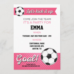 Fußball-Geburtstagsparty Einladung 12x18 - Mädchen