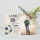 Fußball-Geburtstagsparty Einladung für Kinder (Stehend Vorderseite)