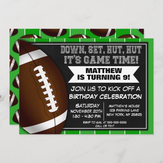 Fußball Geburtstagsparty Einladung Fußballfans (Vorne/Hinten)