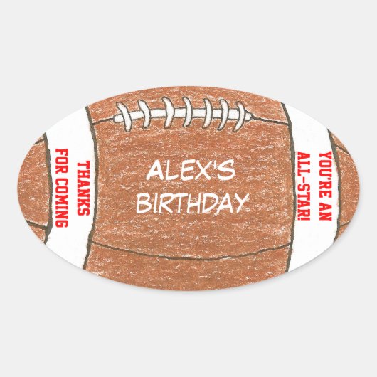 Fußball-Geburtstagsparty Gunst-Label Ovaler Aufkleber (Vorderseite)