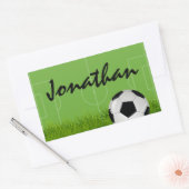 Fußball Geburtstagsparty Name Rechteckiger Aufkleber (Umschlag)