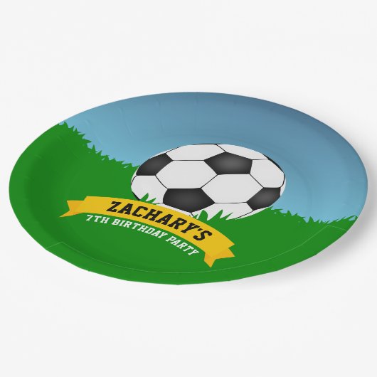 Fußball-Geburtstagsparty Pappteller (Schrägansicht)