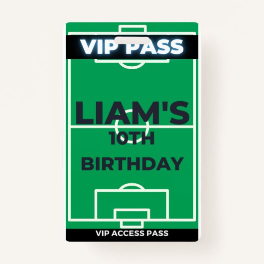 Fußball Geburtstagsparty sie VIP Pass Ausweis (Vorderseite)