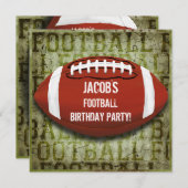 Fußball Geburtstagsparty Vintag Grüne Grunge Einladung (Vorne/Hinten)