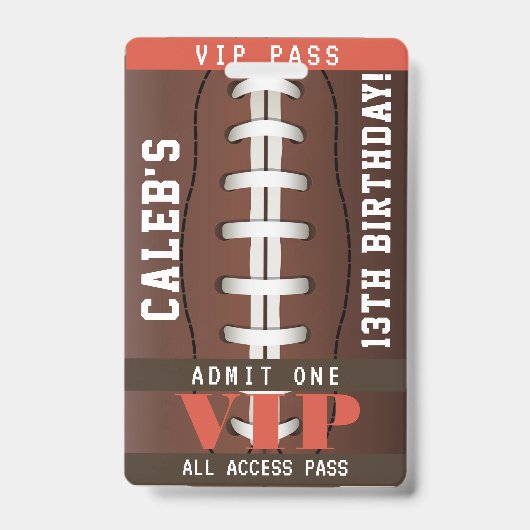 Fußball Geburtstagsparty VIP Pass Abzeichen Ausweis (Vorderseite)