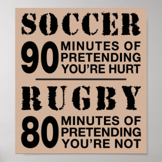 Fußball gegen Rugby Poster