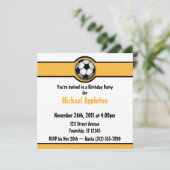 Fußball Gelb / Gold Geburtstagseinladungen Einladung (Stehend Vorderseite)