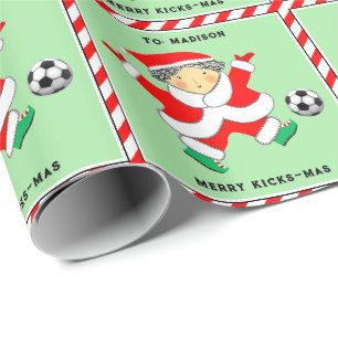 Fußball-Geschenk für Mädchen zu Weihnachten Geschenkpapier