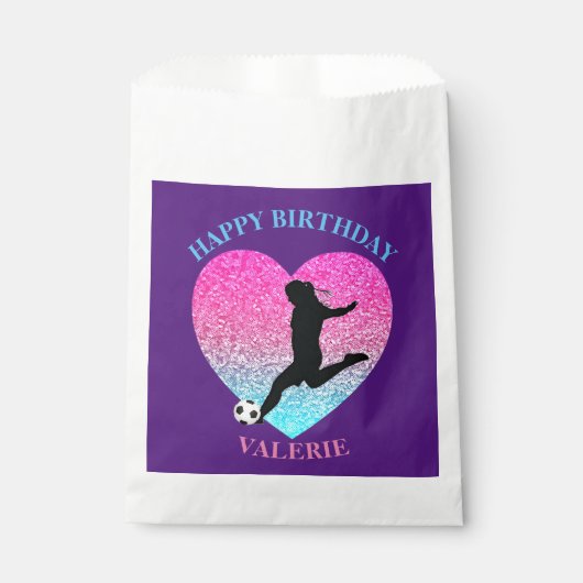 Fußball-Girl "Happy Birthday" - Herz Geschenktütchen (Vorderseite)