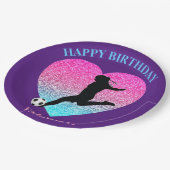 Fußball-Girl "Happy Birthday" - Herz Pappteller (Schrägansicht)