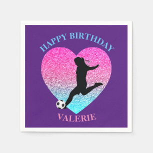 Fußball-Girl "Happy Birthday" - Herz Serviette