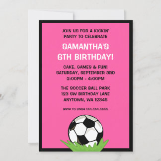 Fußball-Girl Pink Geburtstagsparty Einladung