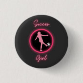 Fußball-Girl rosa Glow Button (Vorderseite)