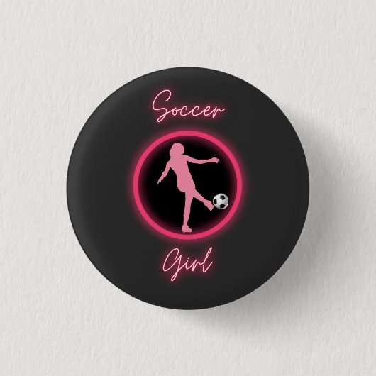 Fußball-Girl rosa Glow Button (Vorderseite)