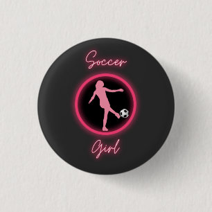 Fußball-Girl rosa Glow Button
