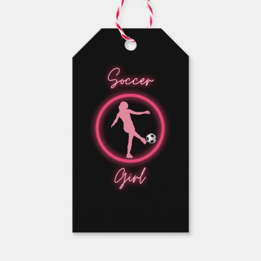 Fußball-Girl rosa Glow Geschenkanhänger (Vorderseite)