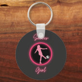 Fußball-Girl rosa Glow Schlüsselanhänger (Vorderseite)