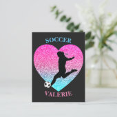 Fußball-Girls Herz Postkarte (Stehend Vorderseite)