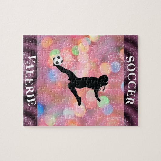 Fußball-Girls-Plum Sparkle-Farbblase Puzzle (Horizontal)