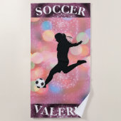 Fußball-Girls-Plum Sparkle-Farbblase Strandtuch (Vorderseite)