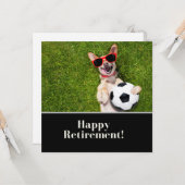 Fußball glücklicher Ruhestand mit lächelndem Hund  Karte (Vorderseite/Rückseite Beispiel)