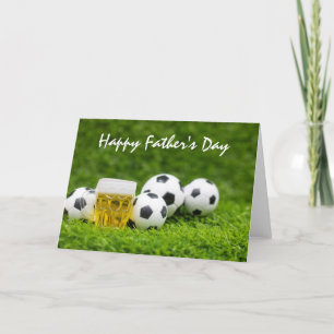Fußball-Glückstag Vater mit Ball auf Gras Vater Feiertagskarte