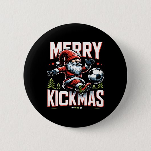 Fußball-Gnom Frohe Kickmas Button (Vorderseite)