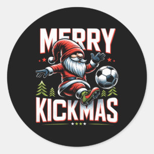 Fußball-Gnom Frohe Kickmas Runder Aufkleber