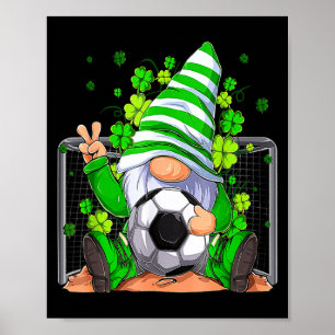 Fußball-Gnom Glück Kleeblatt Irischer St. Patricks Poster