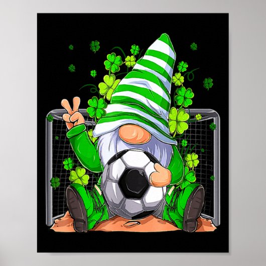 Fußball-Gnom Glück Kleeblatt Irischer St. Patricks Poster (Vorne)